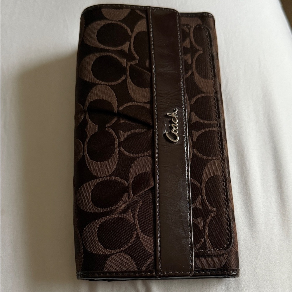 Coach Dark Brown Signature Clutch